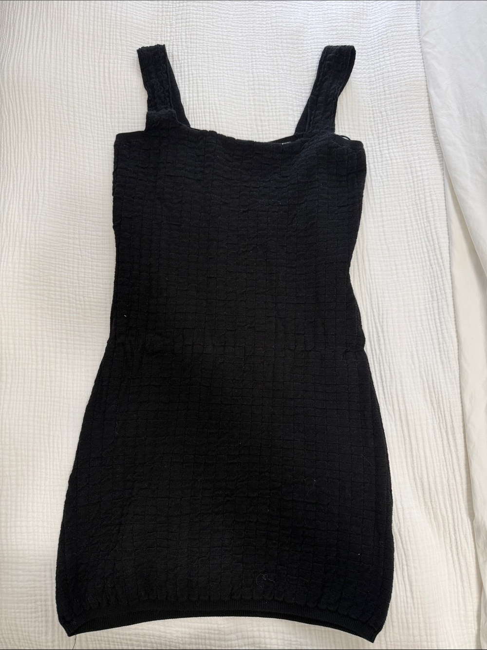 Free People Black Knit Square-Neck Mini Dress